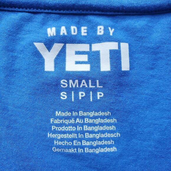 YETI Shirt Size S Blue Austin Texas Built for the Wild Camping Hiking Gym Casual - Picture 5 of 11